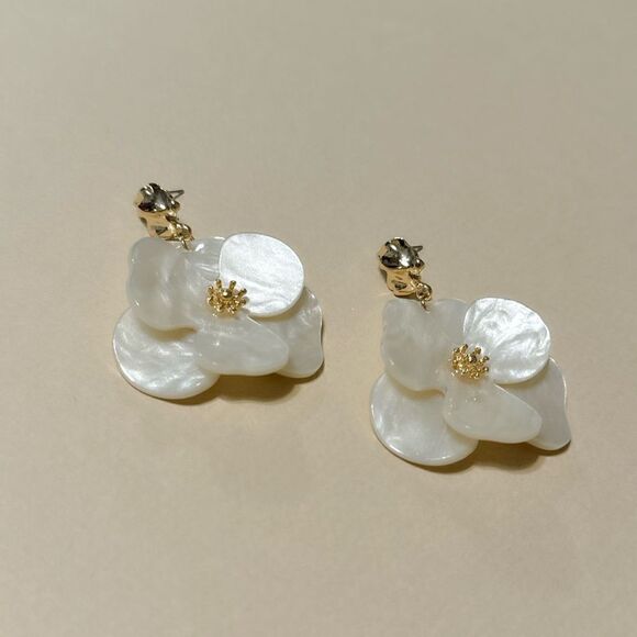 Flower drop earrings N654 - Picture 3 of 5